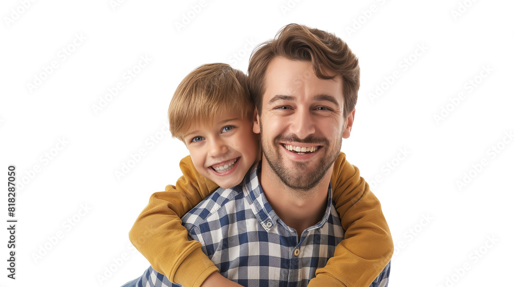 Portrait of happy father and son isolated on a white background Portrait of happy father and son isolated on a white background