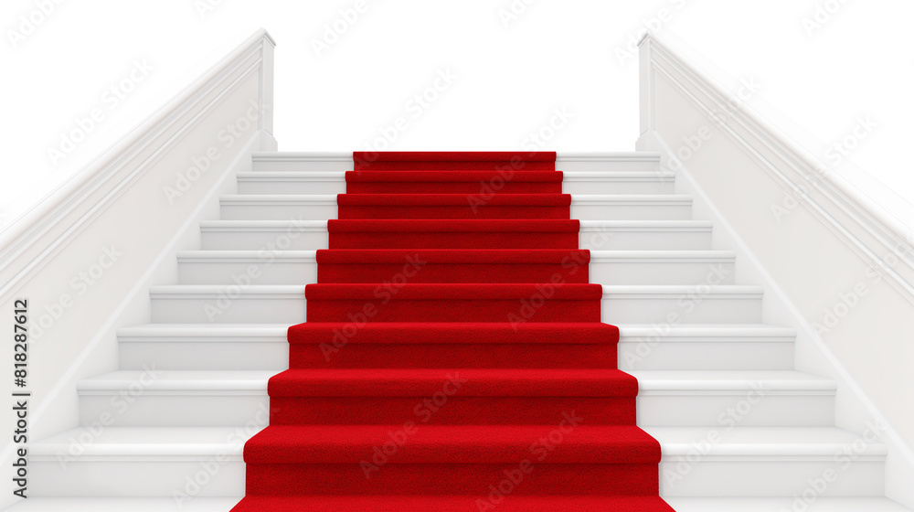 Obraz premium Red carpet white stairs realistic isolated on a transparent background