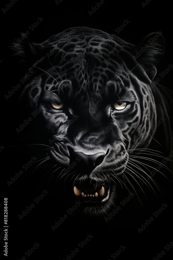 art black pantera draw white pencil and black background art black pantera draw white pencil and black background
