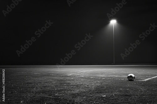 Deserted Soccer Field at Night Under Spotlight - Symbol of Ended Aspirations for Poster or Print