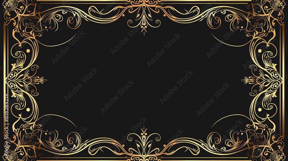 Black and Gold Background With Gold Border Black and Gold Background With Gold Border