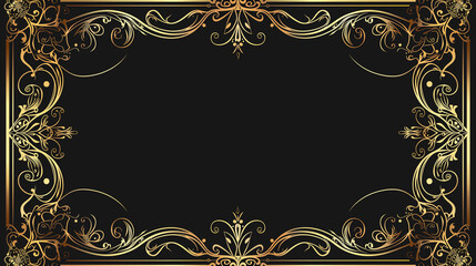 Black and Gold Background With Gold Border