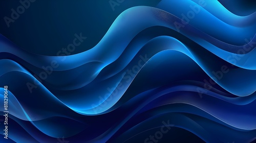 Smooth flow of wavy shape with gradient vector abstract background  dark blue design curve line energy motion  relaxing music sound or technology.