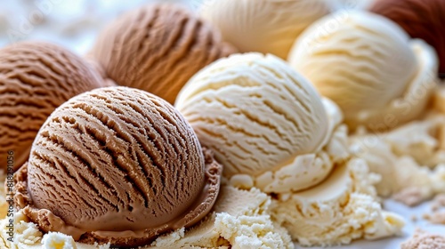 Close-Up of Chocolate and Vanilla Ice Cream Scoops