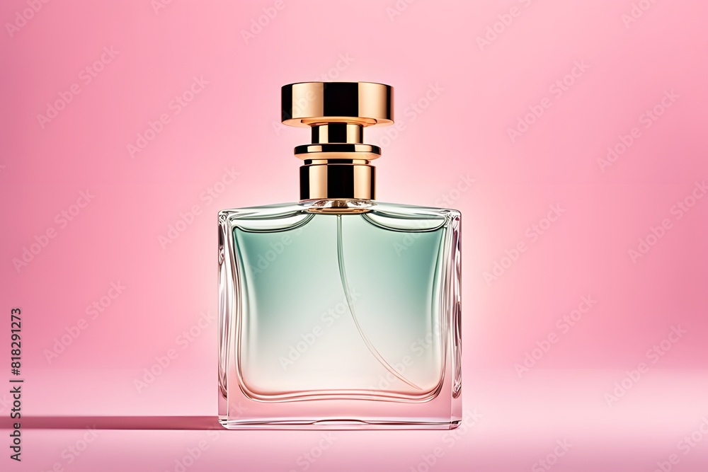 It imitates a minimal and elegant non-label perfume bottle against a pastel-toned background., ai generative It imitates a minimal and elegant non-label perfume bottle against a pastel-toned background., ai generative