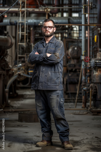 Industrial worker with folded arms