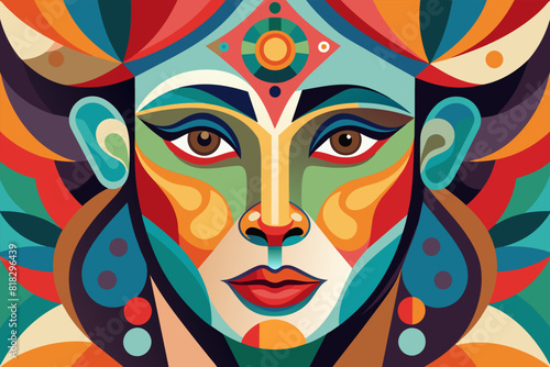 Vector colorful woman face art illustration  © TRTASFIQ