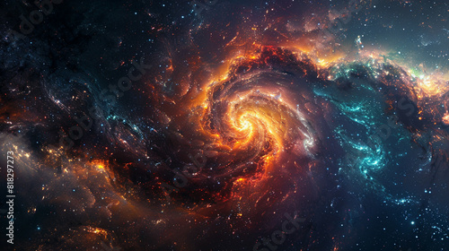 Dynamic Galactic Swirls A Kaleidoscope of Colorful Star Fields in the Vast Cosmos, Captured Through Mesmerizing Astrophotography © Neural