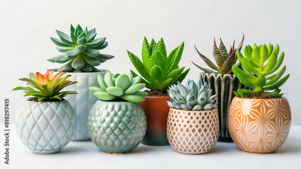 Vase-decorated plants isolated on a white background Vase-decorated plants isolated on a white background