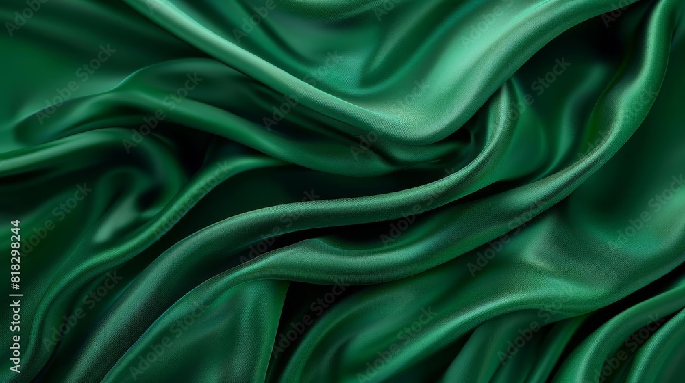 elegant emerald green silk fabric with flowing waves luxurious satin texture background digital illustration elegant emerald green silk fabric with flowing waves luxurious satin texture background digital illustration