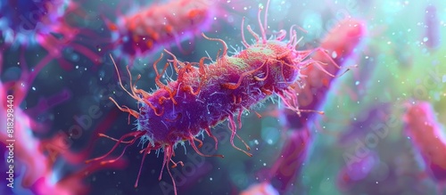 Vibrant Microscopic Universe Flagellated Bacteria in a Colorful D