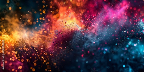 A vibrant abstract paint splatter texture close up, focus on, copy space Colorful and dynamic Double exposure silhouette with splashes