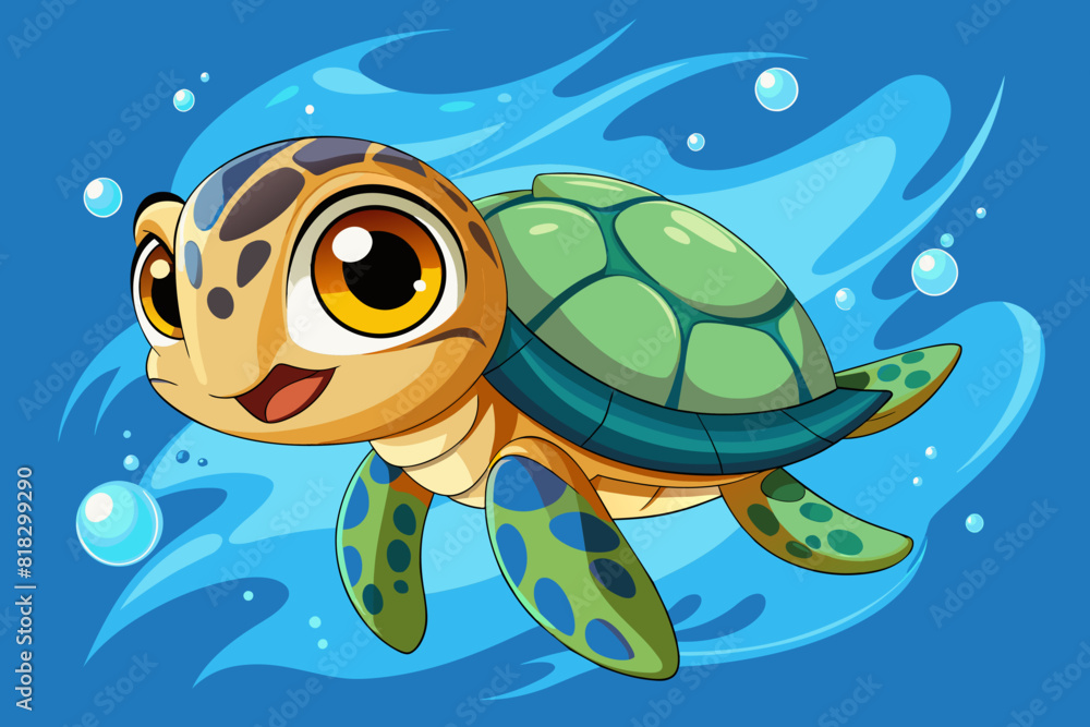 Fototapeta premium Colorful turtle pop art landscape vector illustration premium 