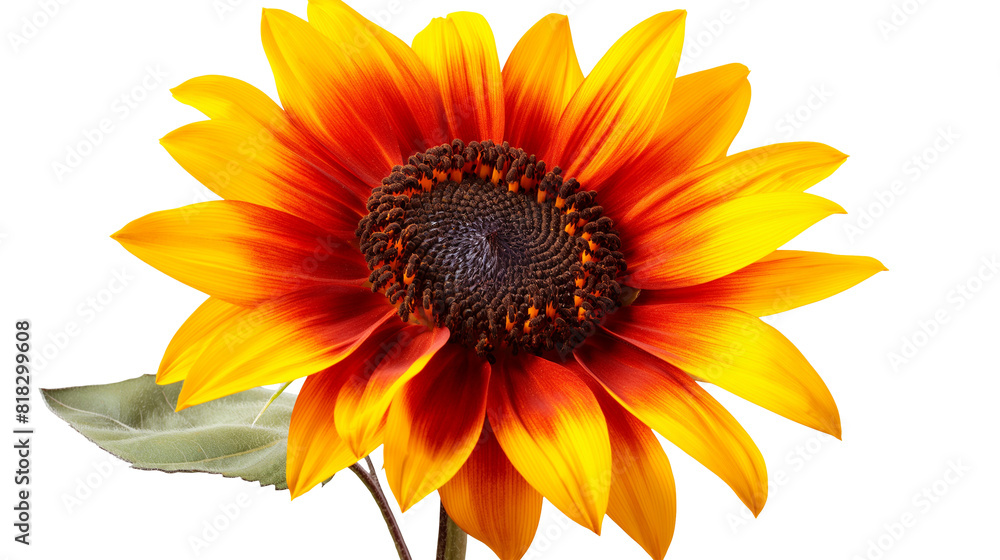 Obraz premium Vibrant Sunflower with Dark Brown Center isolated on a transparent background