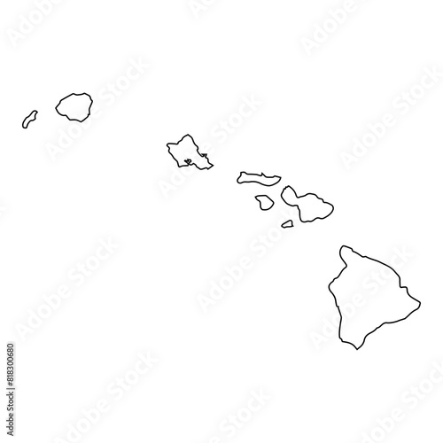White outline of the state of Hawaii