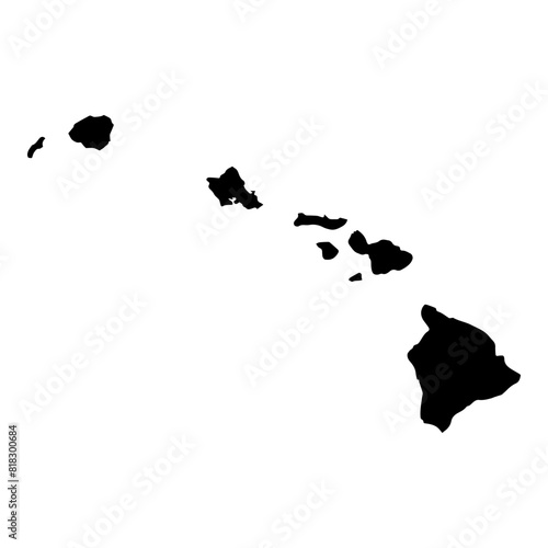 Black solid map of the state of Hawaii