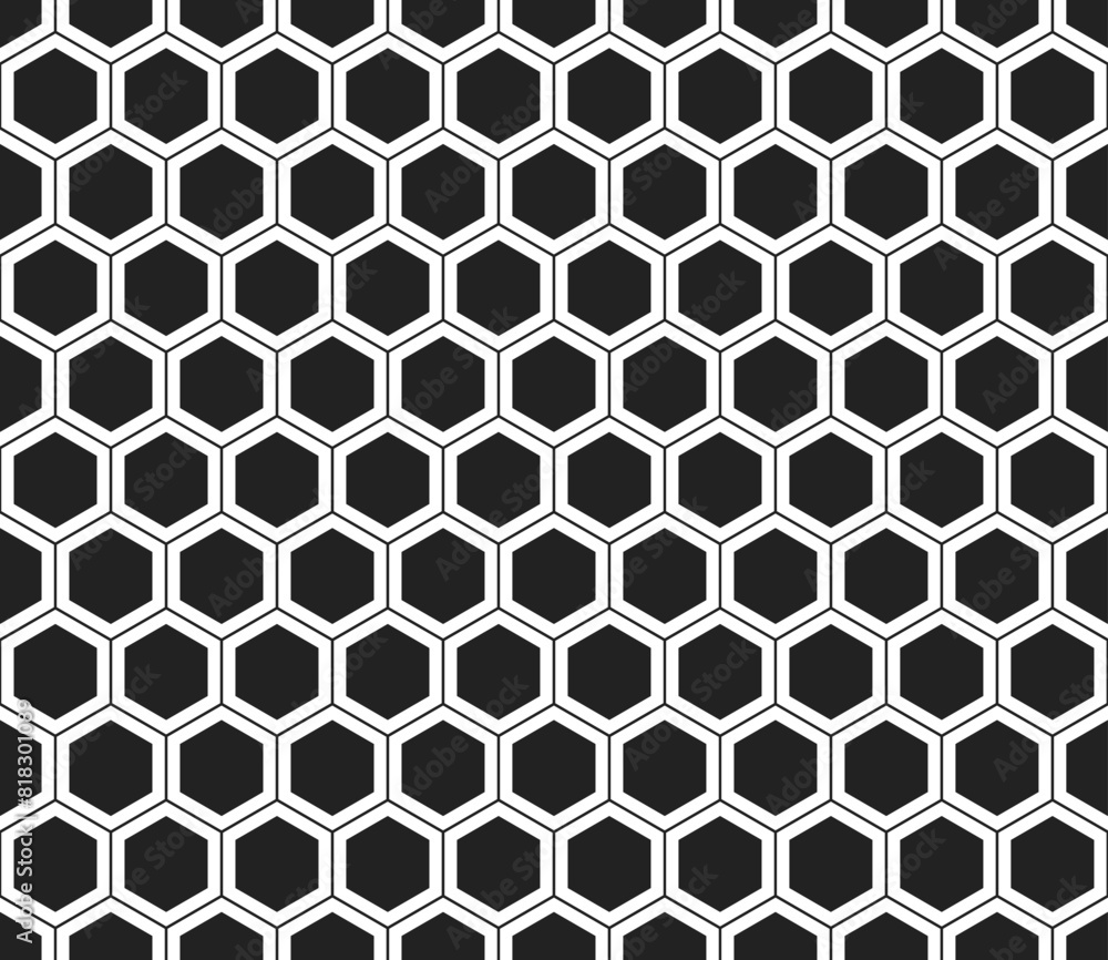 Fototapeta premium Abstract vector background. Simple hexagon grid with inner solid cells. Hexagonal shapes. Seamless tileable vector illustration.