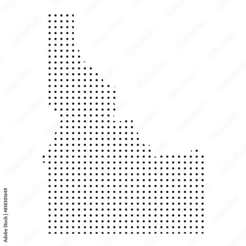 Map of the state of Idaho is shown in dots