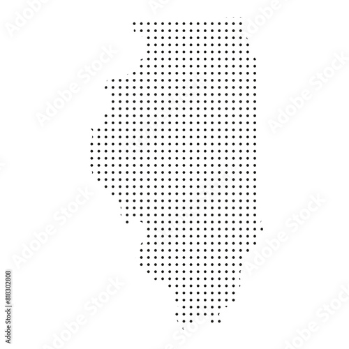 Map of the state of Illinois is shown in dots