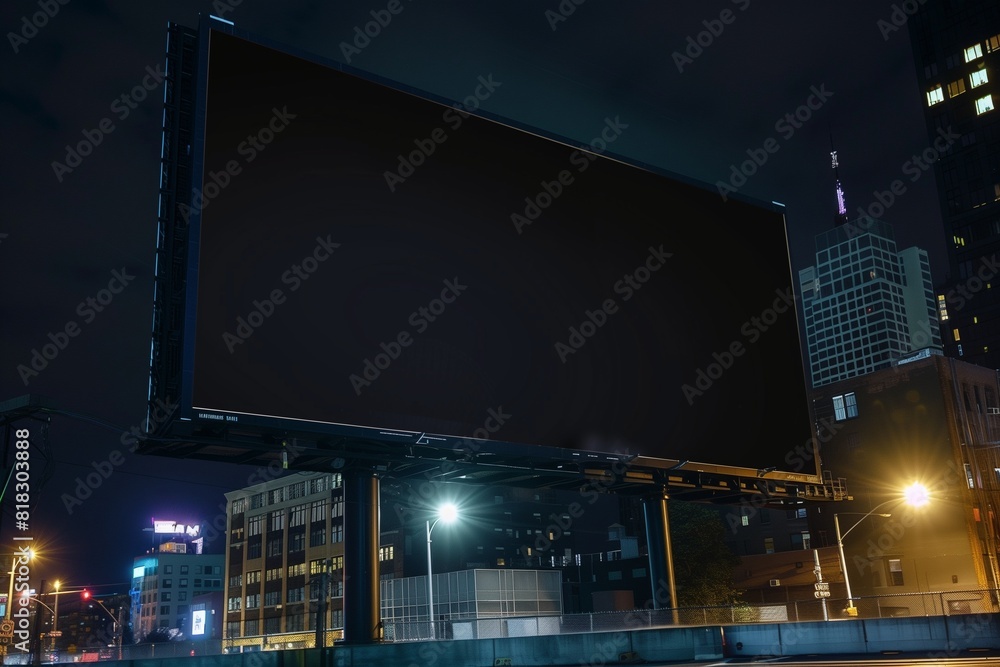 High-definition billboard screen displaying nothing but black