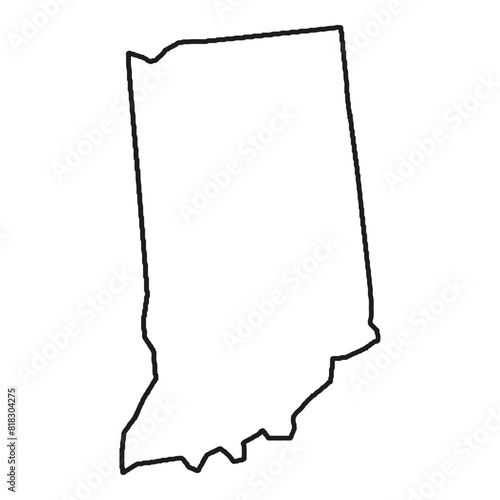 White solid outline of the state of Indiana