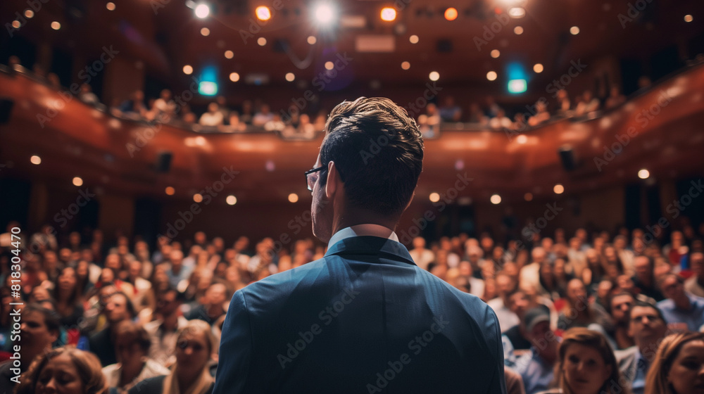 Man Standing Before Crowd of People Man Standing Before Crowd of People