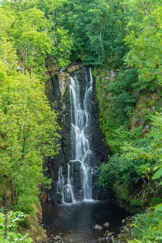 Waterfall Cascade du Sartre near Cheylade  region Auvergne  Cantal  France