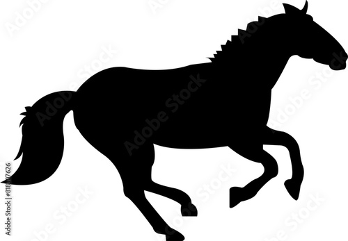 silhouette of horses icon. Isolated vector black silhouette of galloping  jumping running  trotting  rearing horse on white background. Side view.