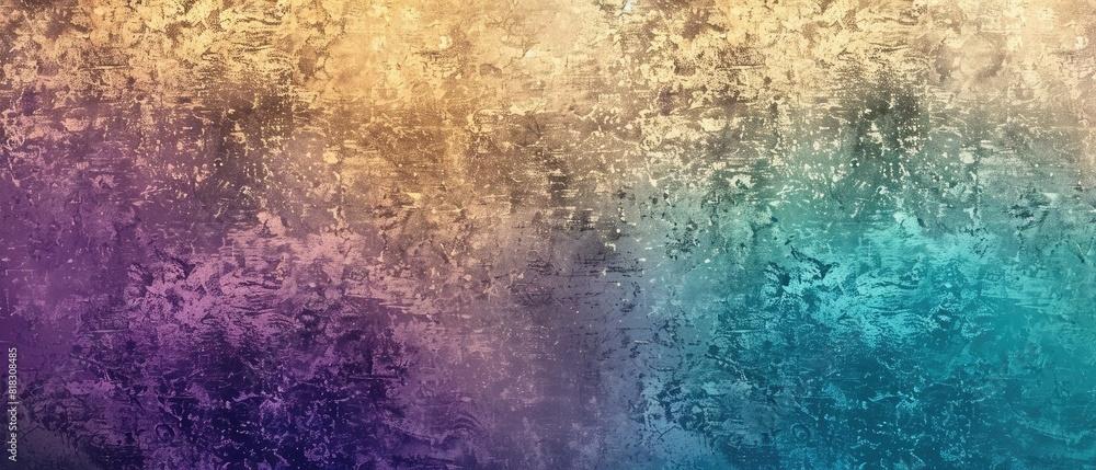 Obraz premium retro blue gold violet design for gradient background with grain texture