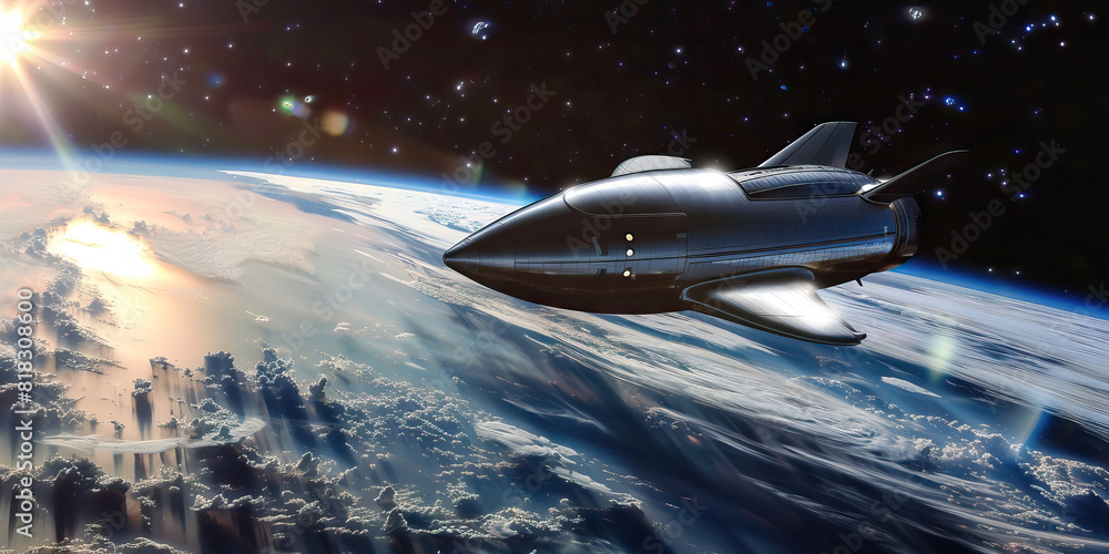 Luminous Spaceship Encircled Earth - Elegant Reflection Luminous Spaceship Encircled Earth - Elegant Reflection