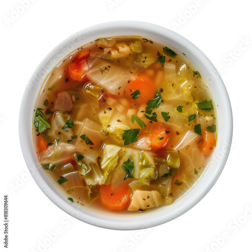 Bowl of Cabbage Soup Isolated on a Transparent Background