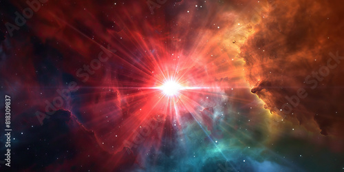 A red supergiant star blazes at the center of the universe and space. photo