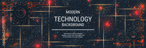 Modern technology style vector banner design template