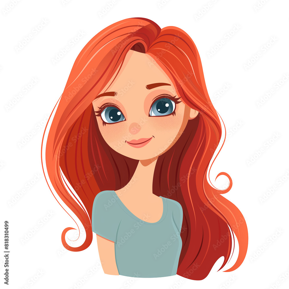 girl with red hair . Clipart PNG image . Transparent background . Cartoon vector style girl with red hair . Clipart PNG image . Transparent background . Cartoon vector style