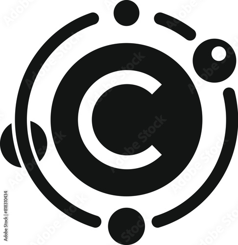Black and white graphic representation of a modernized copyright logo