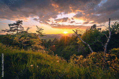 Obraz na płótnie Sonnenuntergang auf der Blauen Kuppe / Eschwege