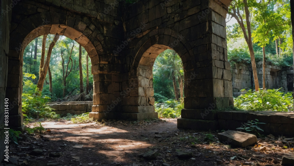 Stone Archway Amidst Nature, Discovering an Abandoned Temple Hidden in the Forest