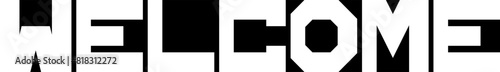 Welcome - strong blocky font, modern minimalist text design - vector