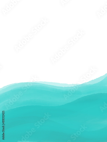 Abstract blue azure watercolor wave. Frame on transparent background. Design element for advertising.