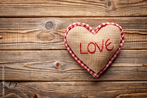Rustic love heart on wooden background