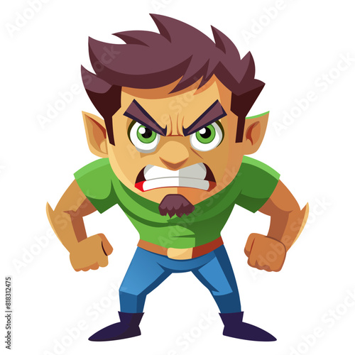 A cartoon of a angry man