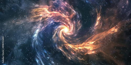 A swirling galaxy spins out into the cosmos, its spiral arms a testament to the universe's ancient history