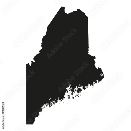 Black solid map of the state of Maine