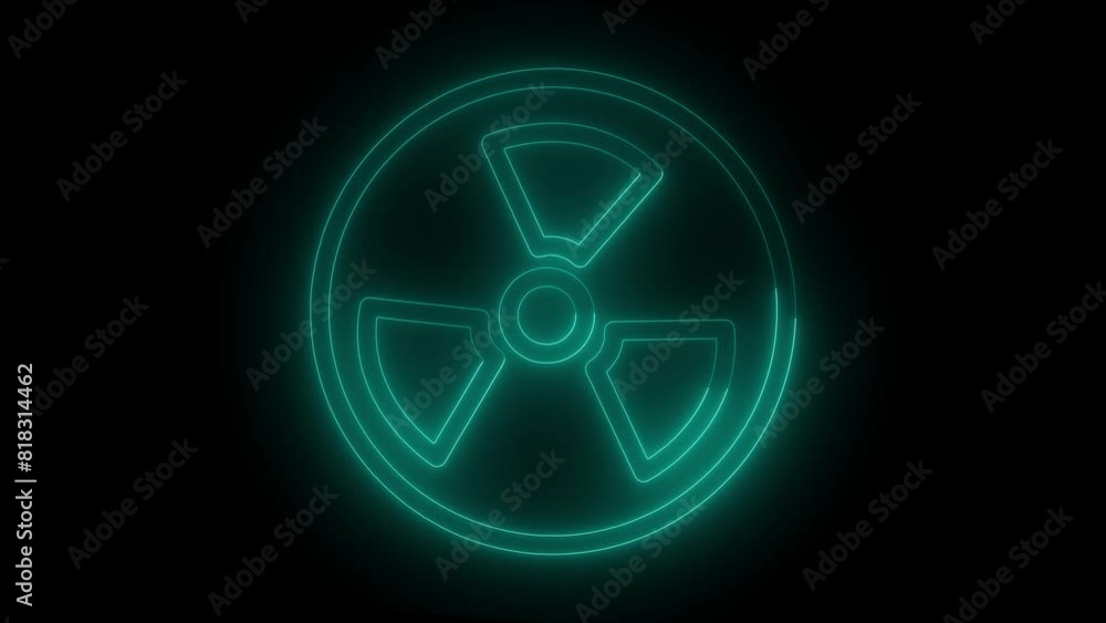 turquoise radioactive sign on black background turquoise radioactive sign on black background
