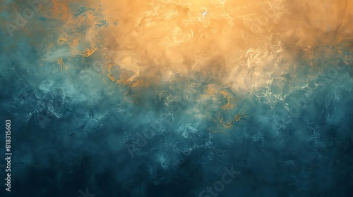 Abstract painting in blue and yellow colors. photo