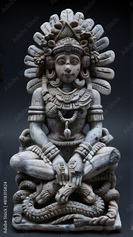 Intricate Sculpture of Xochipilli, Aztec God of Art, Beauty, and Flowers