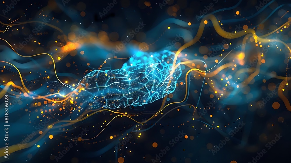Artistic illustration of a human brain with glowing neurons and synapses. Artistic illustration of a human brain with glowing neurons and synapses.