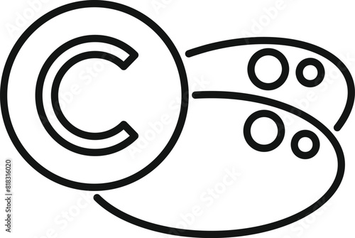 Linear vector illustration of an artist palette combined with a copyright symbol