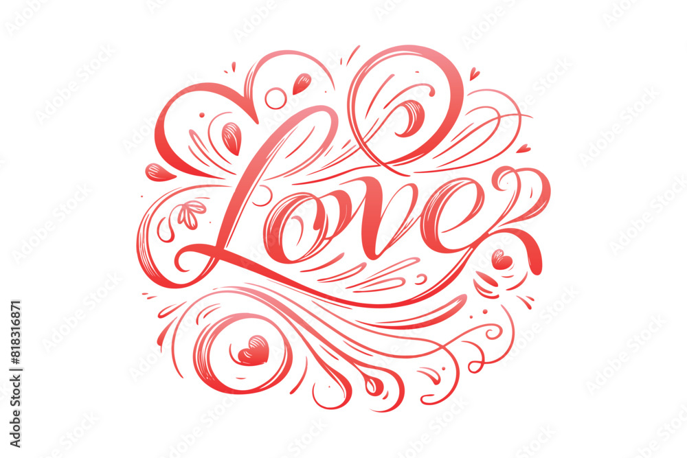 The word love is written in a linear style. graphic illustration of the word love in pink color. The word love is written in a linear style. graphic illustration of the word love in pink color.