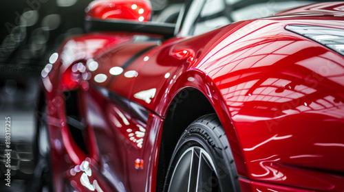 A shiny red sports car with a black stripe © Image-Love